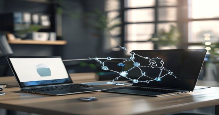 Supply chain attack diagram with broken chain link and security shield