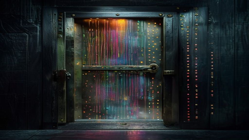 Conceptual vault door with data streams representing AI training opt-out
