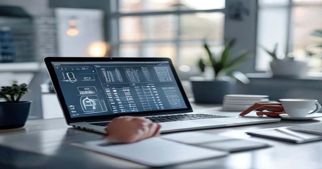 Solo bookkeeper securing client financial data on laptop with password manager and encryption